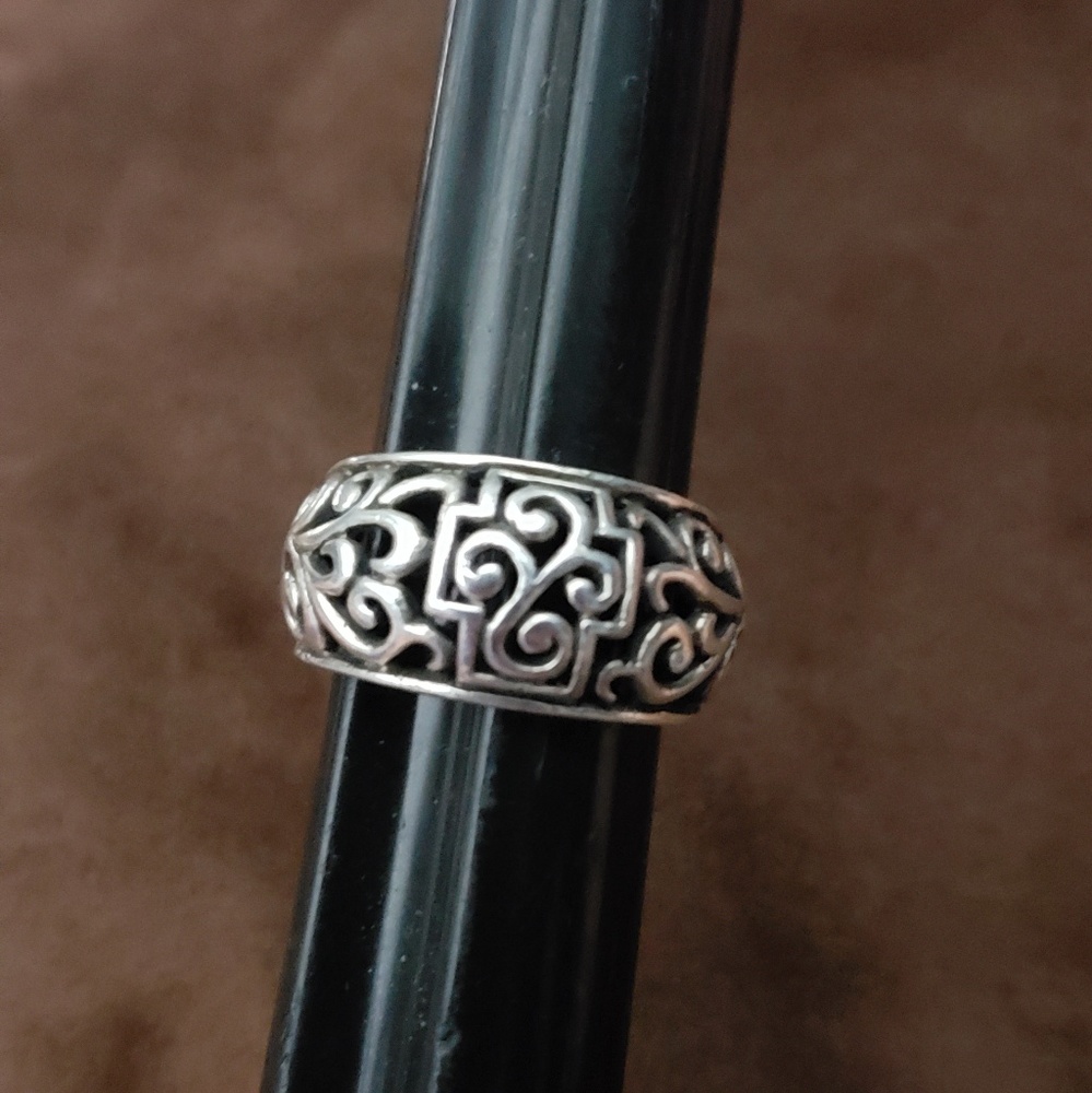 Sterling Silver Cross Cigar Band Ring Size 6